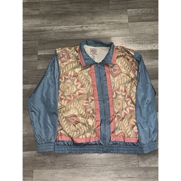 Vintage Sports Accent Cotton Lined Lightweight WindbreakerJacket Floral Size XL - Picture 1 of 12